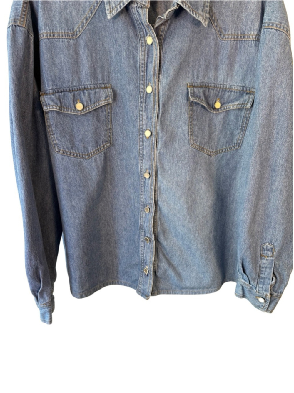 Vintage Thyme Wear Classic Light Blue Denim Button-Up Western Shirt Size XL - Picture 14 of 14